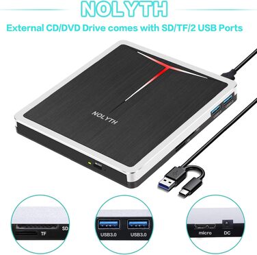 Зовнішній DVD-привід та записувач для ноутбука, Plug and Play USB DVD-бредер