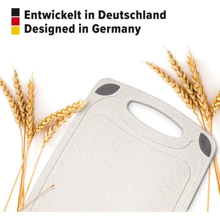 Обрізна дошка EXITOSO з PP-матеріалу та пшеничного полова, з канавкою для соку та ручкою, для хліба та інших продуктів, миюча в посудомийній машині, антибактеріальна, 32x20 см