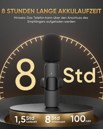 Беспроводной петличный микрофон XZ-K5 для iPhone/iPad/Android/Laptop с шумоподавлением (2 шт.)