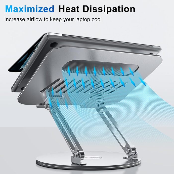 Підставка для ноутбука регульована по висоті, складана, ергономічна з вентиляцією та 360° поворотом, вертикальна, сумісна з MacBook, Dell, HP, 11-16'
