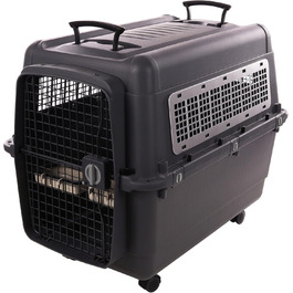 Клітка-переноска для собак Flamingo Lanta XL (60x92x69 см), темно-сірий колір | Безпечна, практична та комфортна