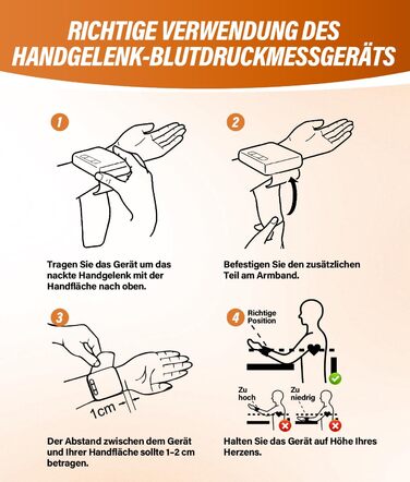 Цифровий тонометр WADEO на зап'ясті, оголошення 5 мовами, виявлення аритмії, портативний тонометр для дому та в дорогу, 2 x 99 пам'ять, з батарейками та коробкою для зберігання, білий