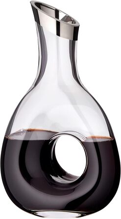 EDZARD Decanter Carafe Gordon, mouth-blown crystal glass with platinum rim, wine decanter for red wine, height 30 cm, capacity 1.2 liters
