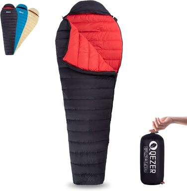 QEZER Summer Sleeping Bag, only 620g Ultralight Down Sleeping Bag, Small Pack Size for Kids, Boys and Girls, Adults, Camping, Trekking, Outdoor