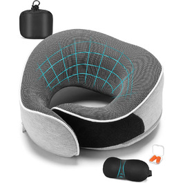 Подушка для шиї у подорожах: ортопедична, з memory foam, для дорослих та дітей, з маскою для сну та навушниками, якісний чохол