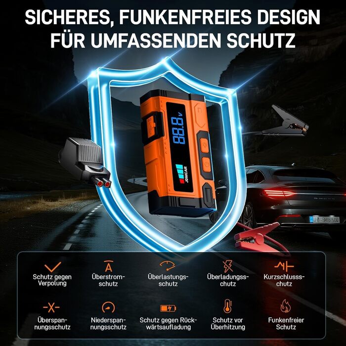 Powerbank для запуску автомобіля JDMCAR JM02: 6000A, 12V, LCD, LED, для бензинових та дизельних авто (до 9L/8.5L)