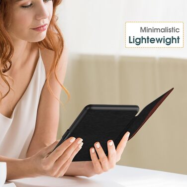 Чохол Fintie для Kindle Paperwhite 12-го покоління (2024/2025) з авто-ввімкненням/вимкненням, чорний (чорний/коричневий)