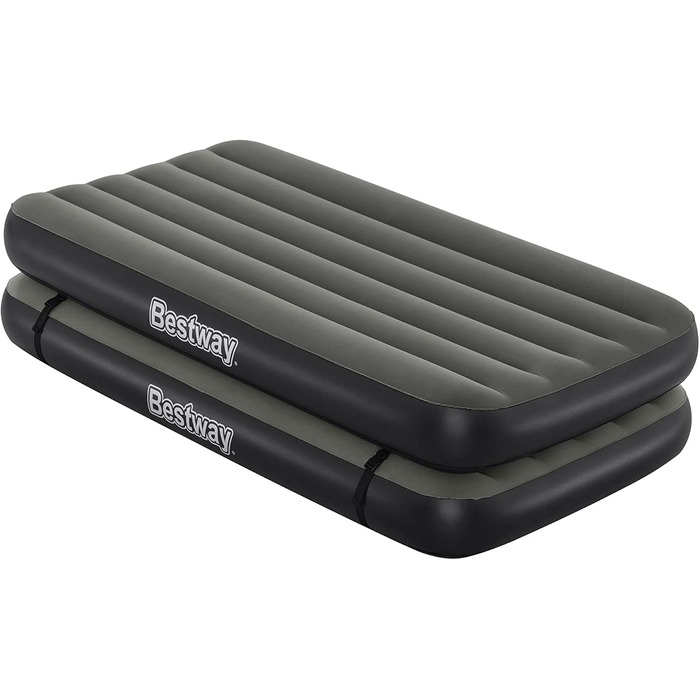 Надувний матрац Bestway TriTech Connect and Rest 3-в-1 | Міцний матеріал | Регульовані пряжки | 2 матраци в комплекті | Сірий колір | 188 x 99 x 25 см