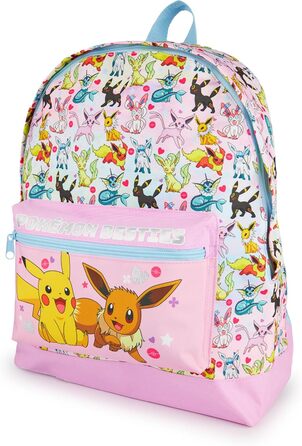 Рюкзак Pokemon для дівчаток: рожевий, з блискітками, дизайн Eevee Besties та Pikachu | Просторий для школи та розваг