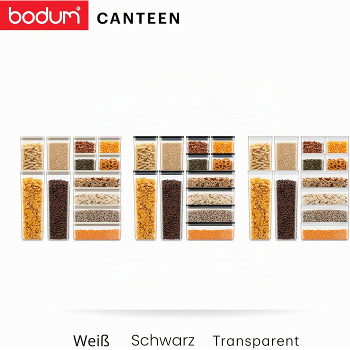Набір контейнерів для зберігання Bodum CANTEEN 12 шт. з чорними кришками, BPA-free, для мийки в посудомийній машині, прозорі, штабельовані