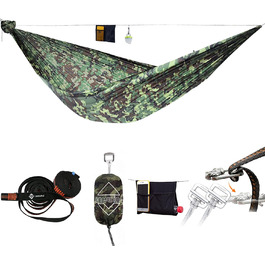 onewind Long Ultra-Light Camping Hammock for Backpackers, Portable, Compact, Ideal for Hiking, Camping, Travel (Camo, 335cm * 140cm)