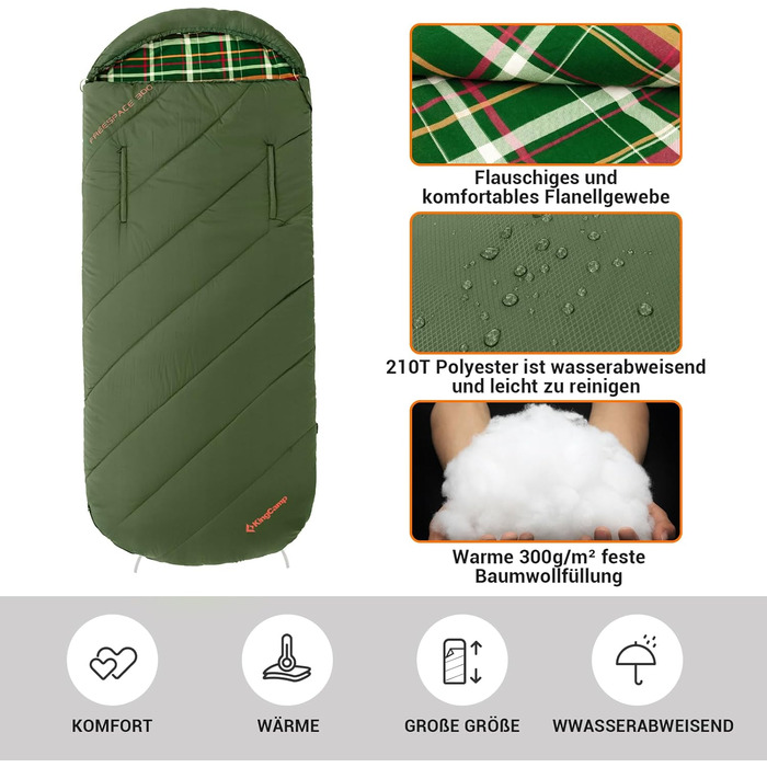 KingCamp XXL 3-Season Sleeping Bag - Oversized for Adults | Camping, Hiking, Backpacking & Travel
