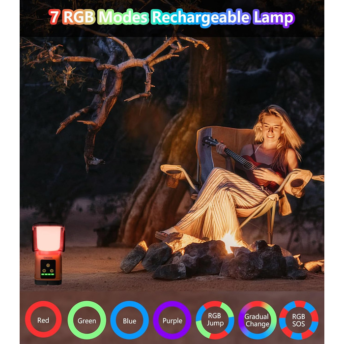 CRODIAL LED Camping Lantern Rechargeable, Camping Essentials 5000mAh Power Bank, Waterproof Camping Tent Light, Lanterns for Power Outages, Hurricane, Emergency, Hiking, Outdoor