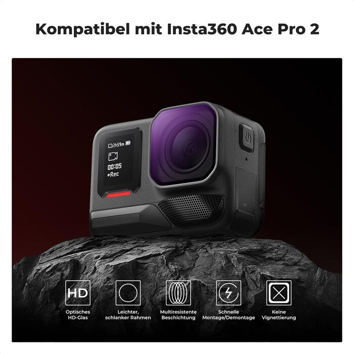 Набір фільтрів K&F CONCEPT ND+PL для Insta360 Ace Pro 2: нейтральні та поляризаційні фільтри, оптика HD, багатошарове покриття (ND8+ND16+ND32+PL)