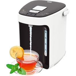 TITAN 2.1: Thermopot 5 Liter Kettle, Hot Water Dispenser Adjustable 45-95 °C, Pump Kettle 5L Thermos Flask, Samovar with Temperature Setting, Child Safety Lock, Water Connection, Keep Warm Function
