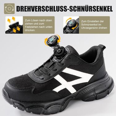 Чоловічі та жіночі робочі черевики безпеки з металевим носком, неслизькі, чорні, розмір 43 EU