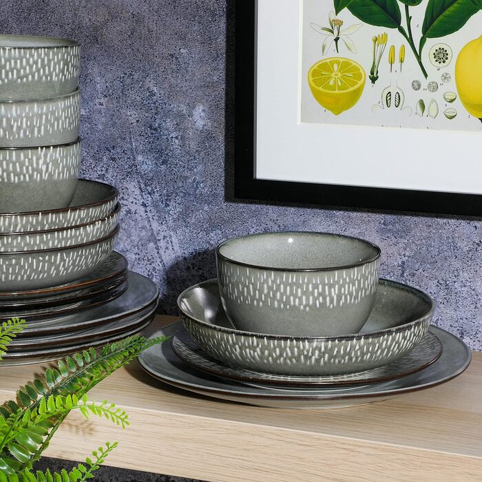 Набір посуду Gibson Elite Matisse (16 предметів) для 4 осіб, зелений