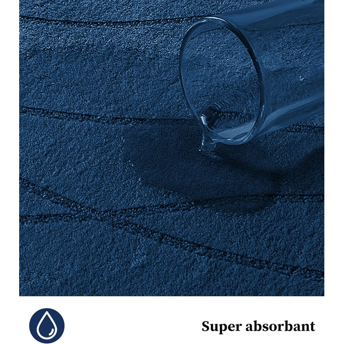 Килимок для ванної кімнати chakme з ефектом пам'яті (Memory Foam), протиковзкий та вбираючий підкладник під душ, 60x150 см, темно-синій