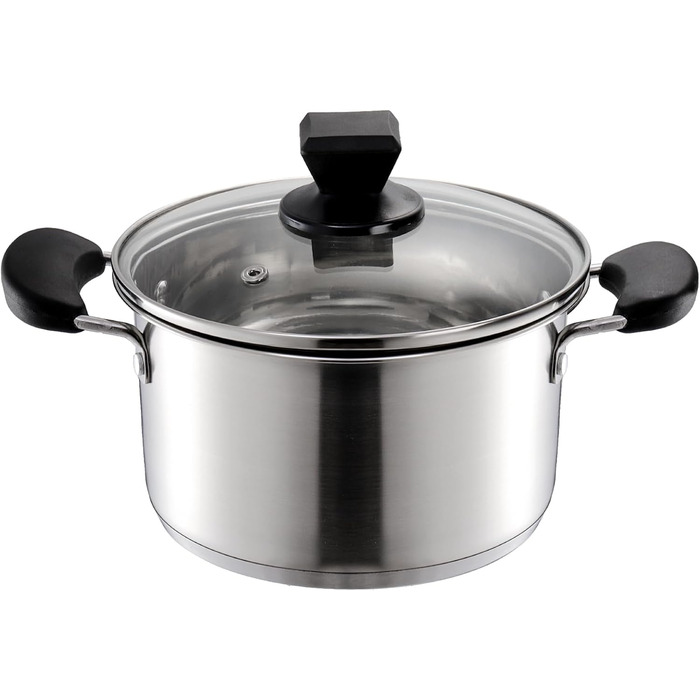 ZENFUN Stainless Steel Steamer Pot with Basket, 1.6 Liter Soup Pot with Glass Lid, Mini Steamer Cookware with Handle for Vegetables, Sauce for Stove, Induction, Gas, Electric, Grill