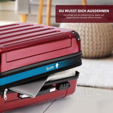 Набір валіз Beibye: 3 валізи з жорстким корпусом, ролер, для подорожей (червоний)