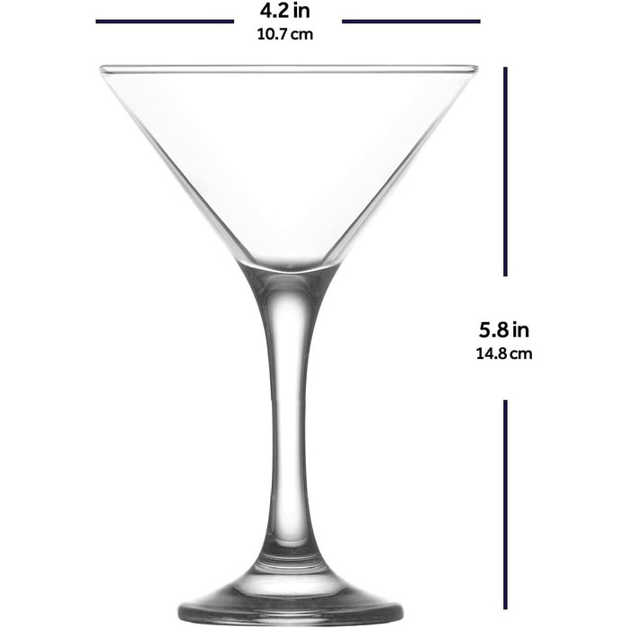 Набір келихів для Мартіні 6 шт. 175 мл, без свинцю, придатні для миття в посудомийній машині. Келихи для Cosmopolitan, Мартіні, коктейлі, вечірки. Класичний набір 6 шт.