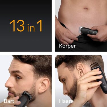 Braun Multigroom Series 5 AIO5545: Триммер 9-в-1 для бороди, волосся та тіла, водонепроникний, з 13 насадками