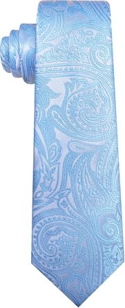 Комплект краваток для чоловіків Barry.Wang: краватка, краваткова кліпса, нагрудна хустинка, запонки, для вечірок, весілля та ділових зустрічей (дитячий блакитний)