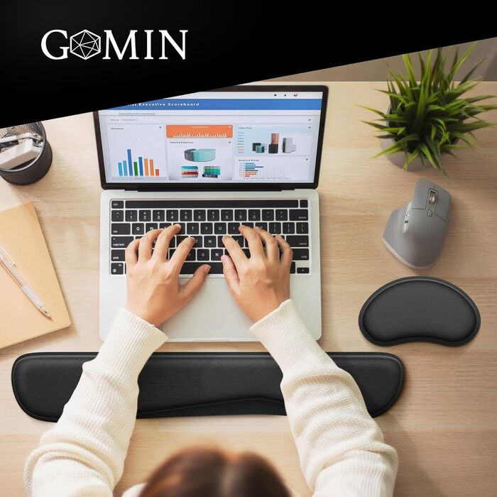 Підставка для зап'ястя під клавіатуру та мишу Gomin - ергономічний набір з Memory Foam, антиковзаюча - для офісу та дому