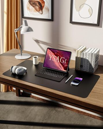 Килимок для столу YSAGi 80x40 см, преміум шкіра, XXL, антиковзкий, чорний