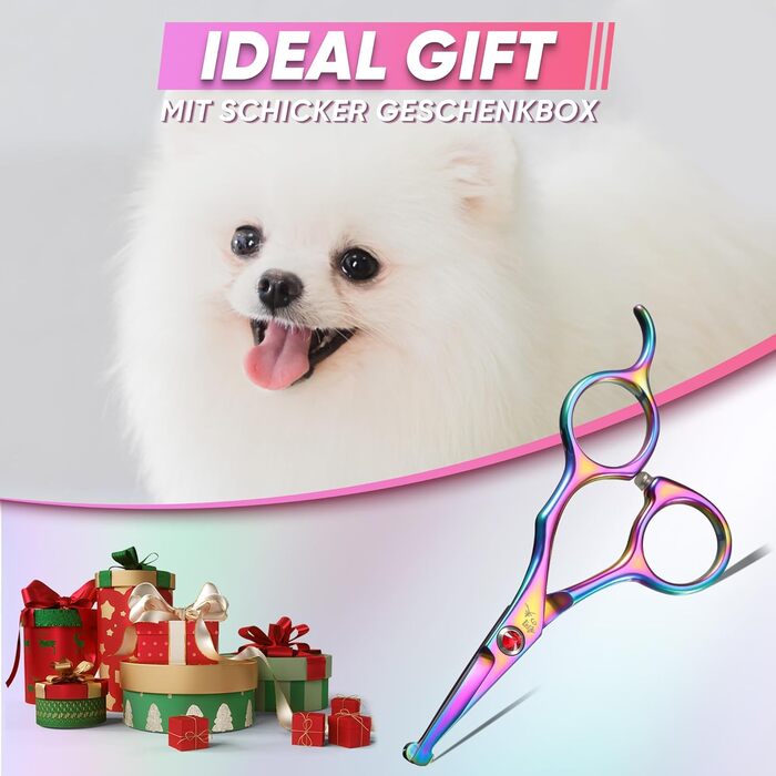 Професійна ножиця для грумінгу собак Chunker, для середніх та великих порід, з нержавіючої сталі 440C, кольорова (Rainbow-small)