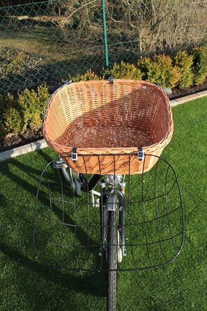 Корзина для велосипеда для собак з ручки з лози з металевою сіткою XL/XXL. Корзина для тварин, велосипедна корзина, натуральний матеріал (без подушки).