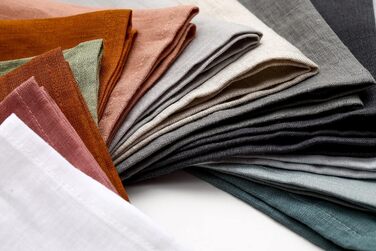 Linendo Linen Napkins, 100% Pure Linen, Grey, 38 x 38 cm, 6 Pieces, European Flax, Linen Napkins, Washable Reusable Cloth Napkins