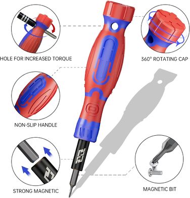 JAKEMY Мініатюрний електричний набір викруток E21-B з регулюванням крутного моменту, акумуляторний, для дрібної механіки, з LED-підсвічуванням, USB-C зарядка для ПК, ноутбука, окулярів, годинників, камери