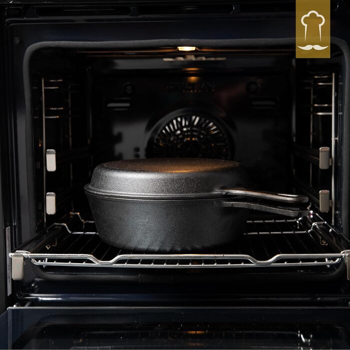 Chefaron Enameled Cast Iron Pot 2-in-1 incl. Proofing Basket and Dough Scraper. Bread Baking Dish with Lid 3L. Dutch Oven with Lid Oven-Safe. Cast Iron Pot for Baking Bread at Home. Cast Iron Dutch Oven 3L 2-in-1
