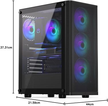 Корпус для ПК Endorfy Ventum 200 ARGB ATX з 4 вентиляторами 120 мм ARGB, скло, Mesh-фасад, широка сумісність охолодження