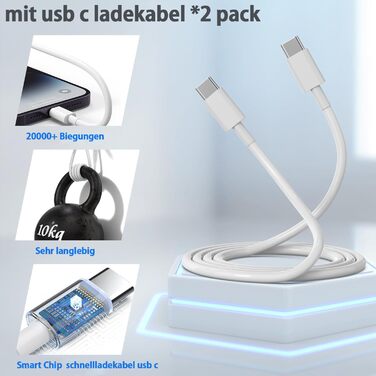 Подвійний зарядний пристрій USB-C 25W з адаптером [2 в 1] 2 шт. для iPhone/iPad/навушників/телефонів. Мережевий адаптер з кількома роз'ємами, PD 3.0, швидка зарядка, білий (з кабелем CC, білий)