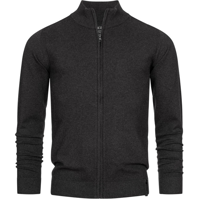 Чоловічий кардиган Indicode з V-подібним вирізом та стоячим коміром, 80% бавовна, великий розмір XL, сірий мікс