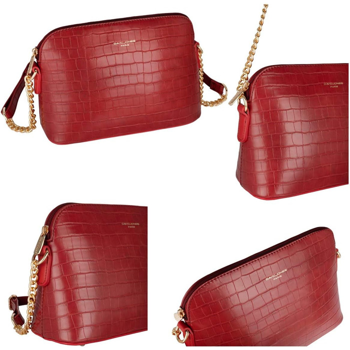 Сумка крос-боді David Jones жіноча зі штучної шкіри (екошкіра) червона з ланцюжком. Вечірня, повсякденна сумка-клатч на блискавці. Елегантний дизайн.