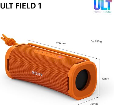 Sony ULT Field 1 Orange: Портативна Bluetooth колонка з глибоким басом, IP67 (водонепроникна, пилозахищена), 12 год роботи