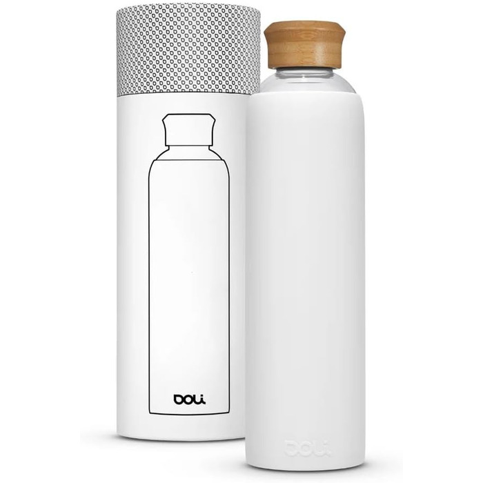 Doli Stainless Steel Water Bottle with Silicone Sleeve - Ideal for Hot & Carbonated Drinks - Absolutely Leak-Proof - Dishwasher Safe - BPA-Free (White)