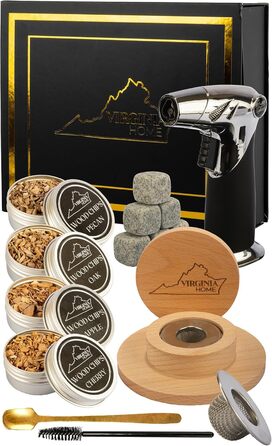 Набір для копчення віскі: коктейлі, бурбон, сир, м'ясо. З факелом та рецептами. 4 смаки, без бутану