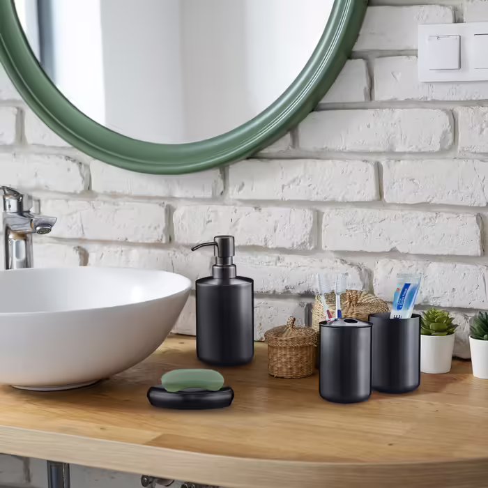 Relaxdays 5-piece Bathroom Set Stainless Steel
