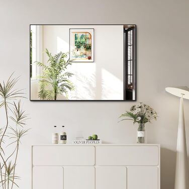 Дзеркало кругле Anyhi без рами, 40.6 см, для ванної, вітальні, спальні, монтаж на стіну, чорний