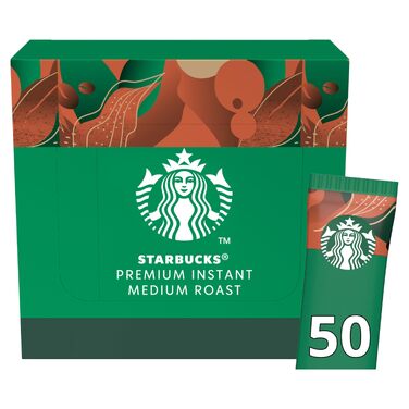 Розчинна кава Starbucks Premium Medium Roast, 100% арабіка, м'який та збалансований смак, 50 стіків по 2.3г