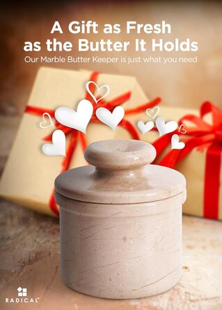 Brown marble butter container, handcrafted French-style butter dish, deep vessel with lid