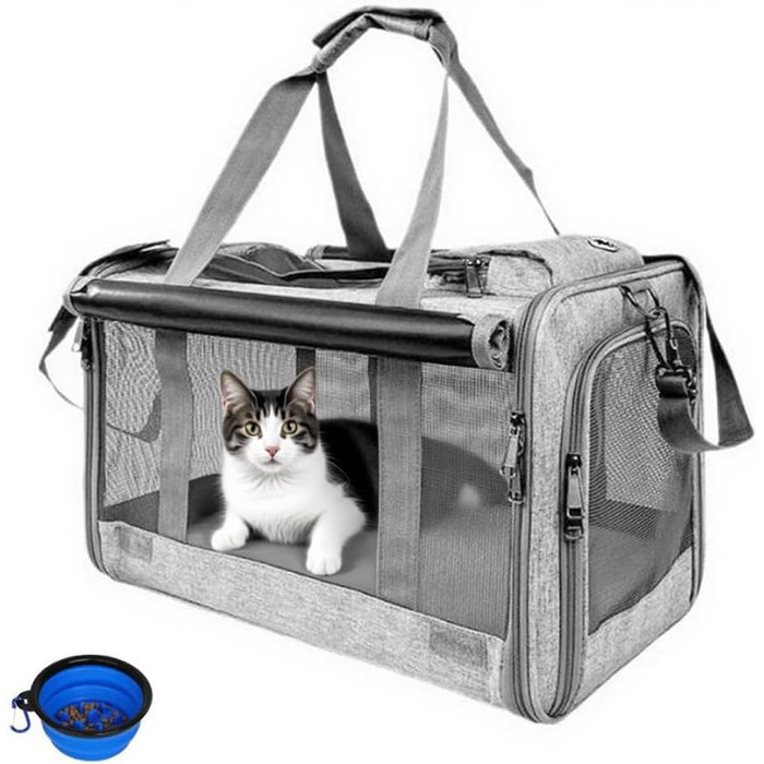 Складана переносна переносна сумка-переноска для собак та котів, 46x46x30 см, сіра