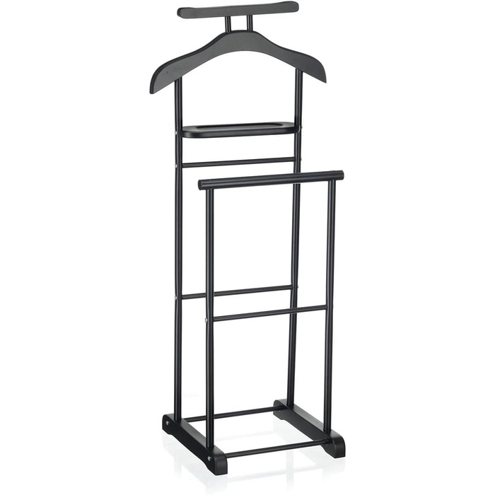 Стійка для одягу CARO-Möbel Medina з вішалкою для штанів, вішалкою для одягу та полицею - стильна металева стійка для одягу з МДФ, чорного кольору, для спальні та не тільки