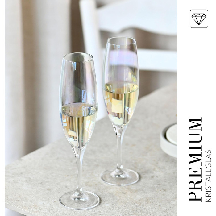 Krosno - Venice Rainbow Champagne Glasses 6 x 200ml | Prosecco Glasses | Wedding Gift | Crystal Glass | Lead-Free Glass | Scratch-Resistant | Gift Idea