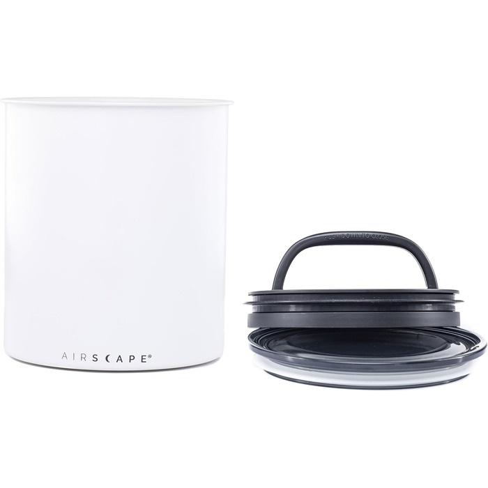 Airscape Coffee Storage Canister (1.1 kg dry beans) – large kilogram-sized container, patented airtight lid presses air out to preserve food freshness (white)