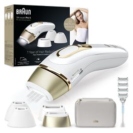 Braun Silk-expert Pro 5 PL5358: Епілятор для безболісної епіляції вдома (білий/золотий) + Gillette Venus + 4 насадки. Зроблено в Німеччині